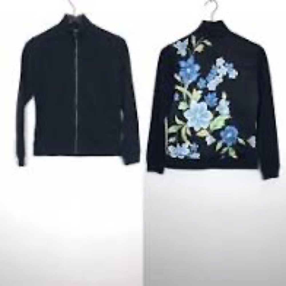 Tommy Bahama black zip up sweatshirt with floral back